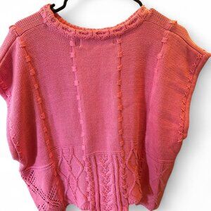 Pink Textured Knit Short Sleeve Sweater – Size M